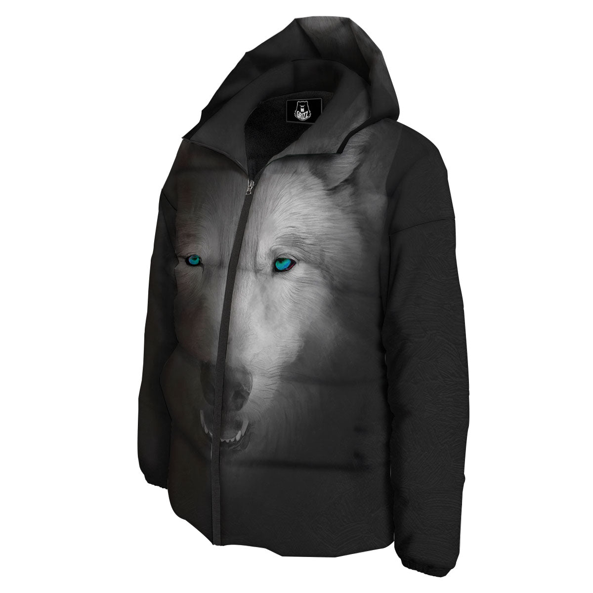 Wolf Painting Watercolor Print Down Jacket-grizzshop