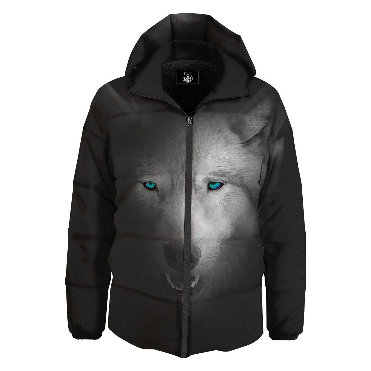 Wolf Painting Watercolor Print Down Jacket-grizzshop