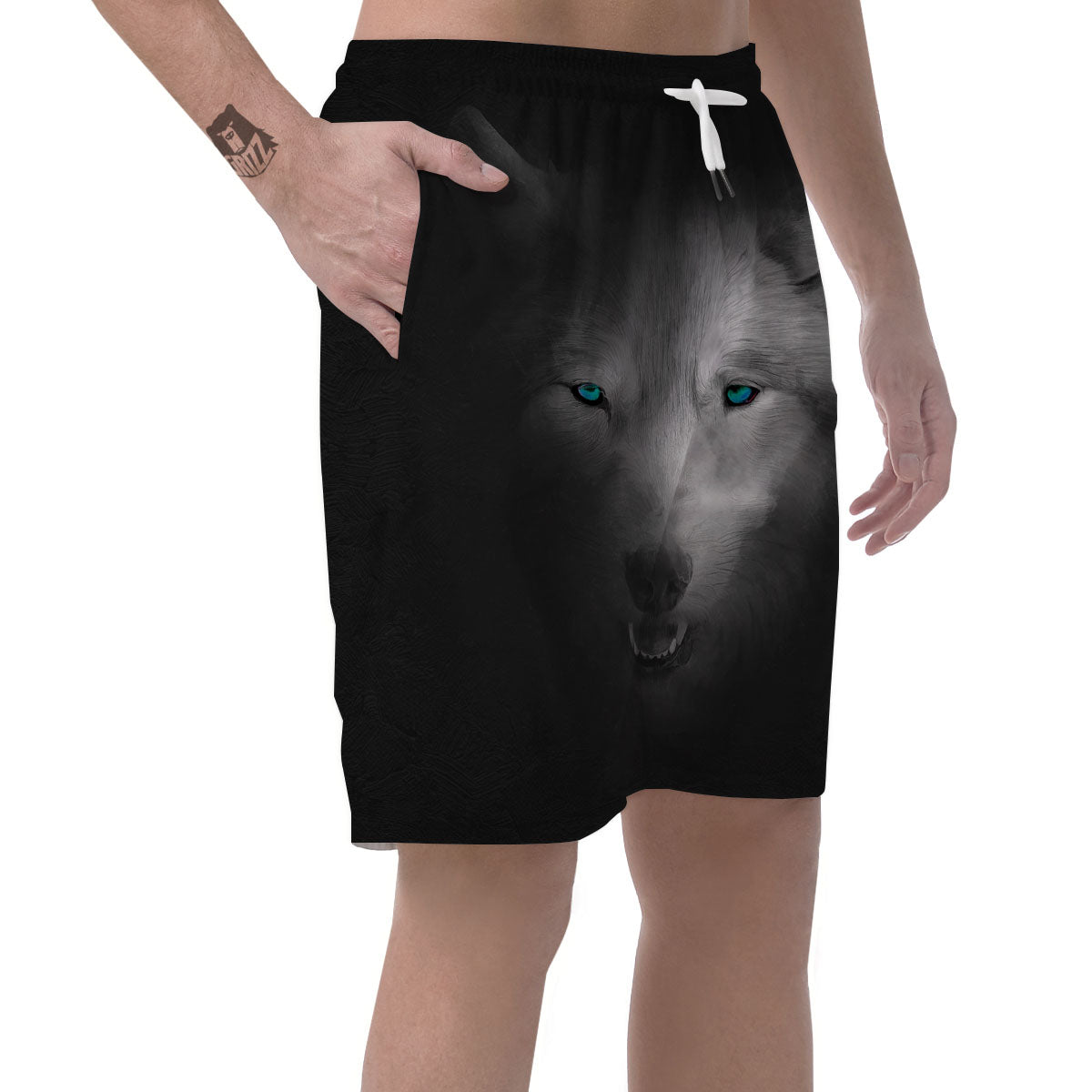 Wolf Painting Watercolor Print Men's Shorts-grizzshop