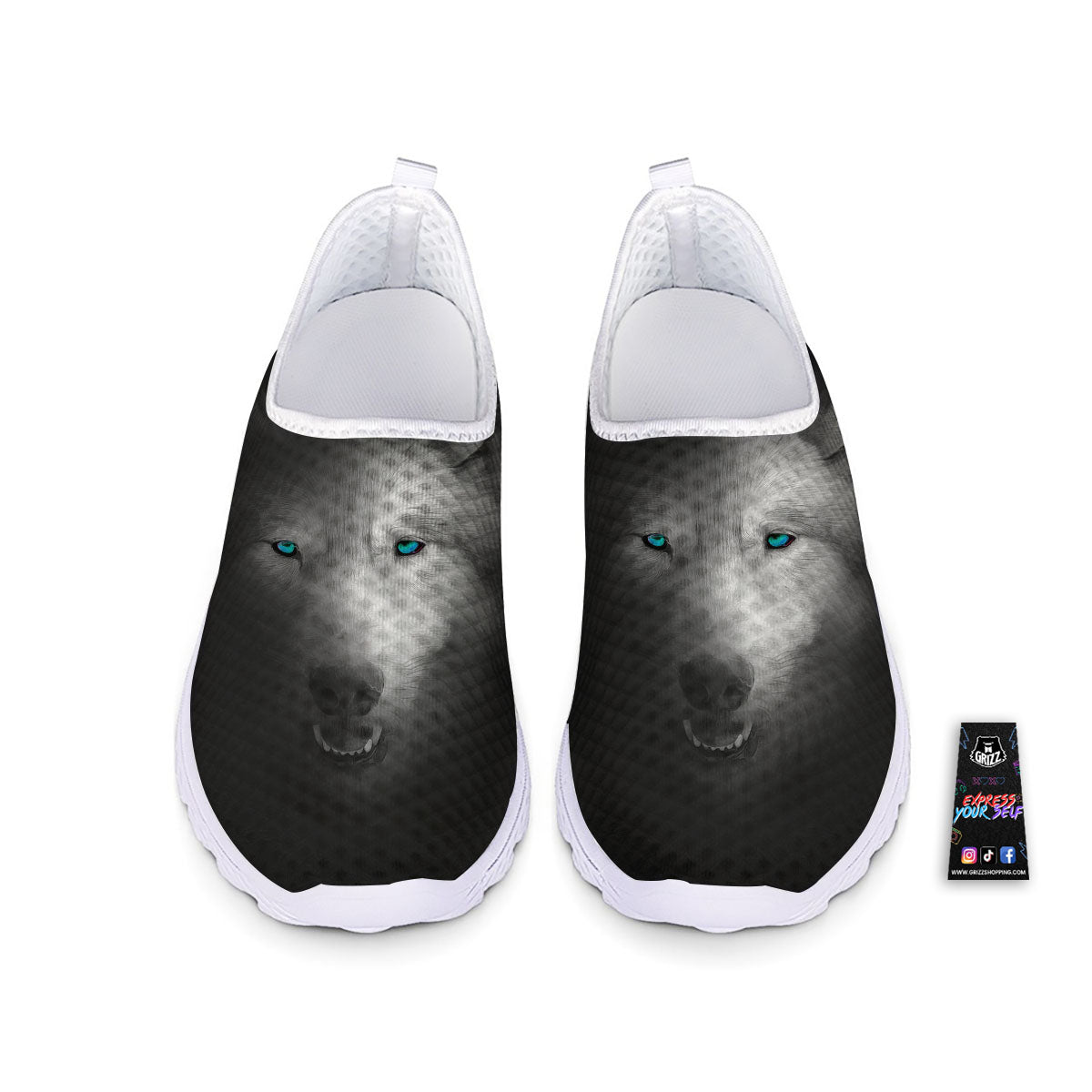 Wolf Painting Watercolor Print Nurse Shoes-grizzshop