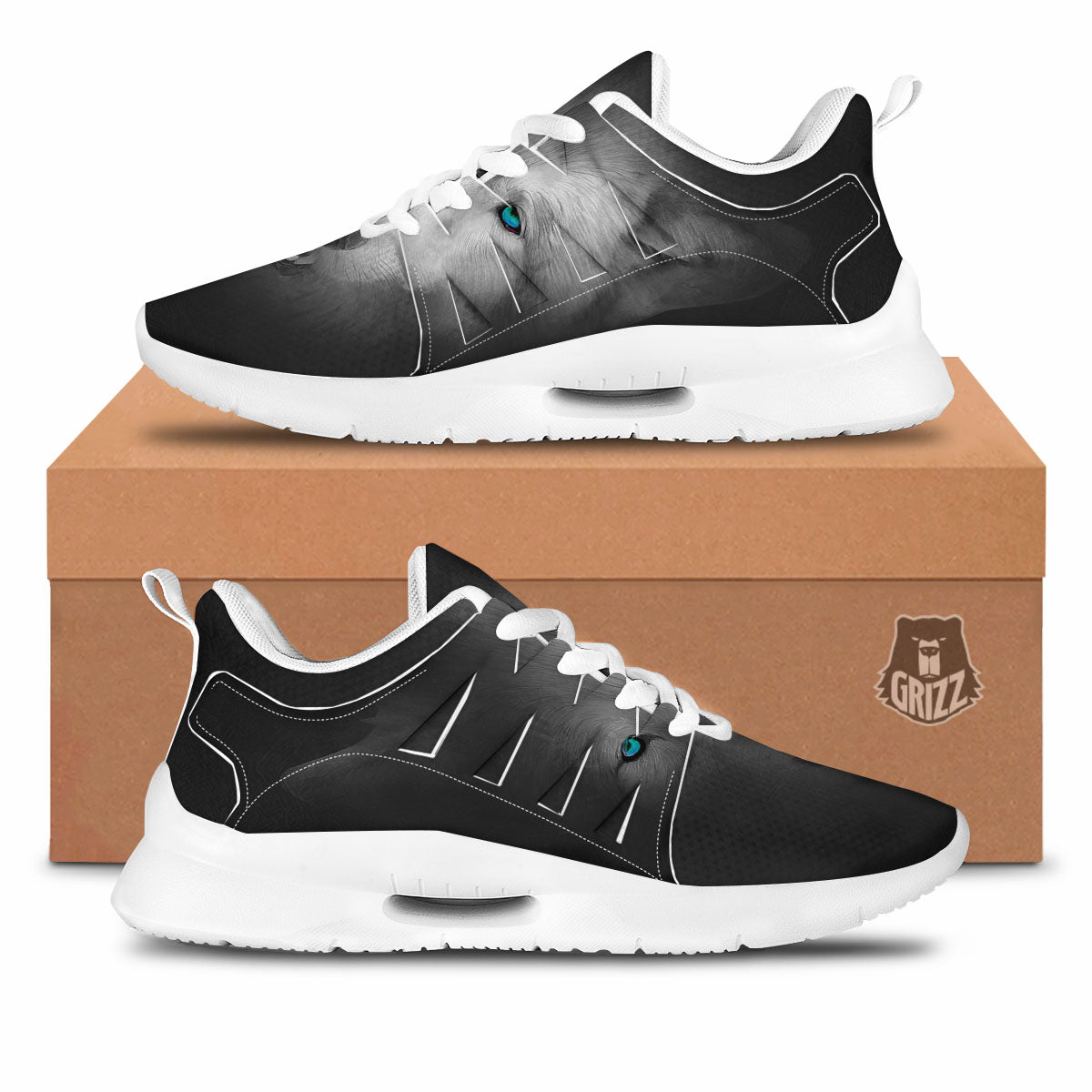 Wolf Painting Watercolor Print Tennis Shoes-grizzshop