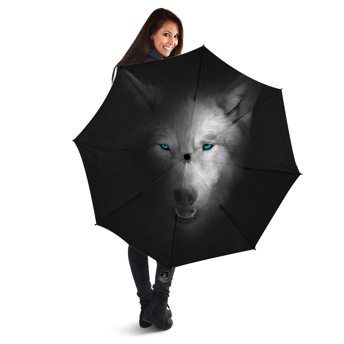 Wolf Painting Watercolor Print Umbrella-grizzshop