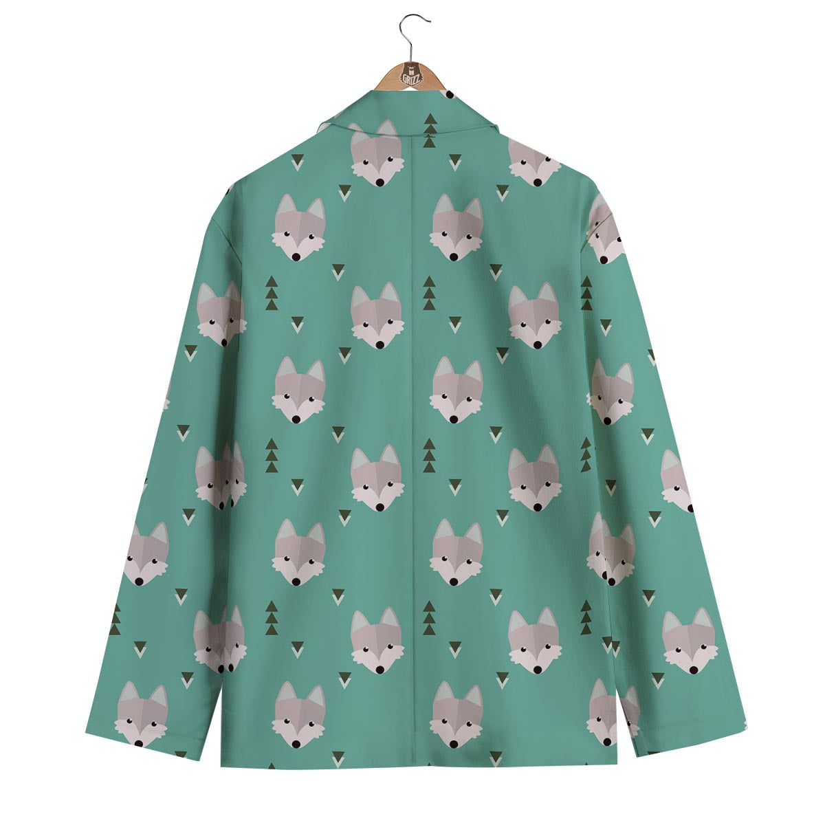Wolf Pattern Print Men's Blazer-grizzshop