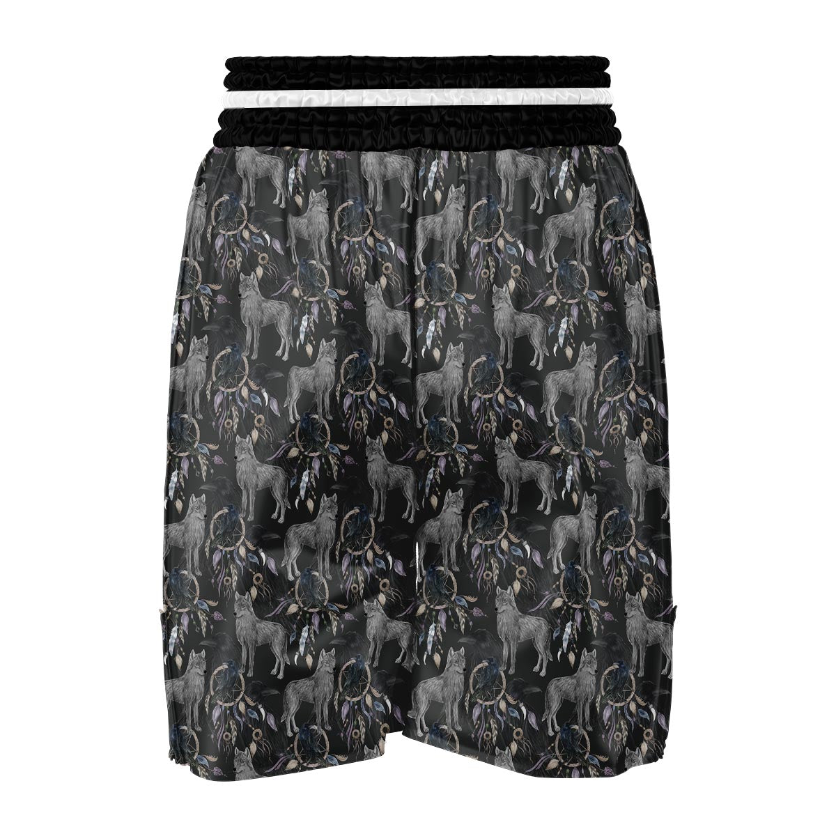 Wolf Print Pattern Boxing Shorts-grizzshop