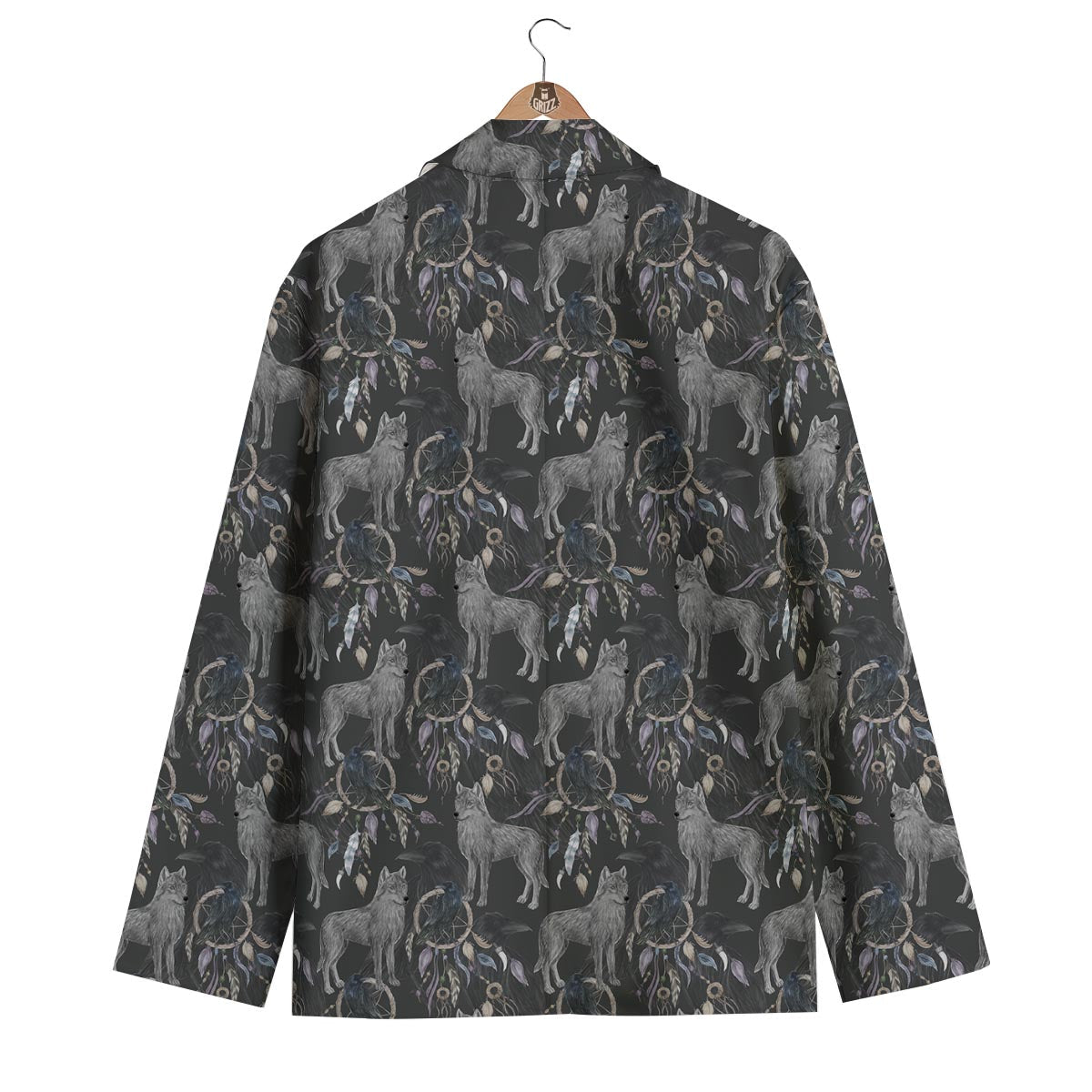 Wolf Print Pattern Men's Blazer-grizzshop