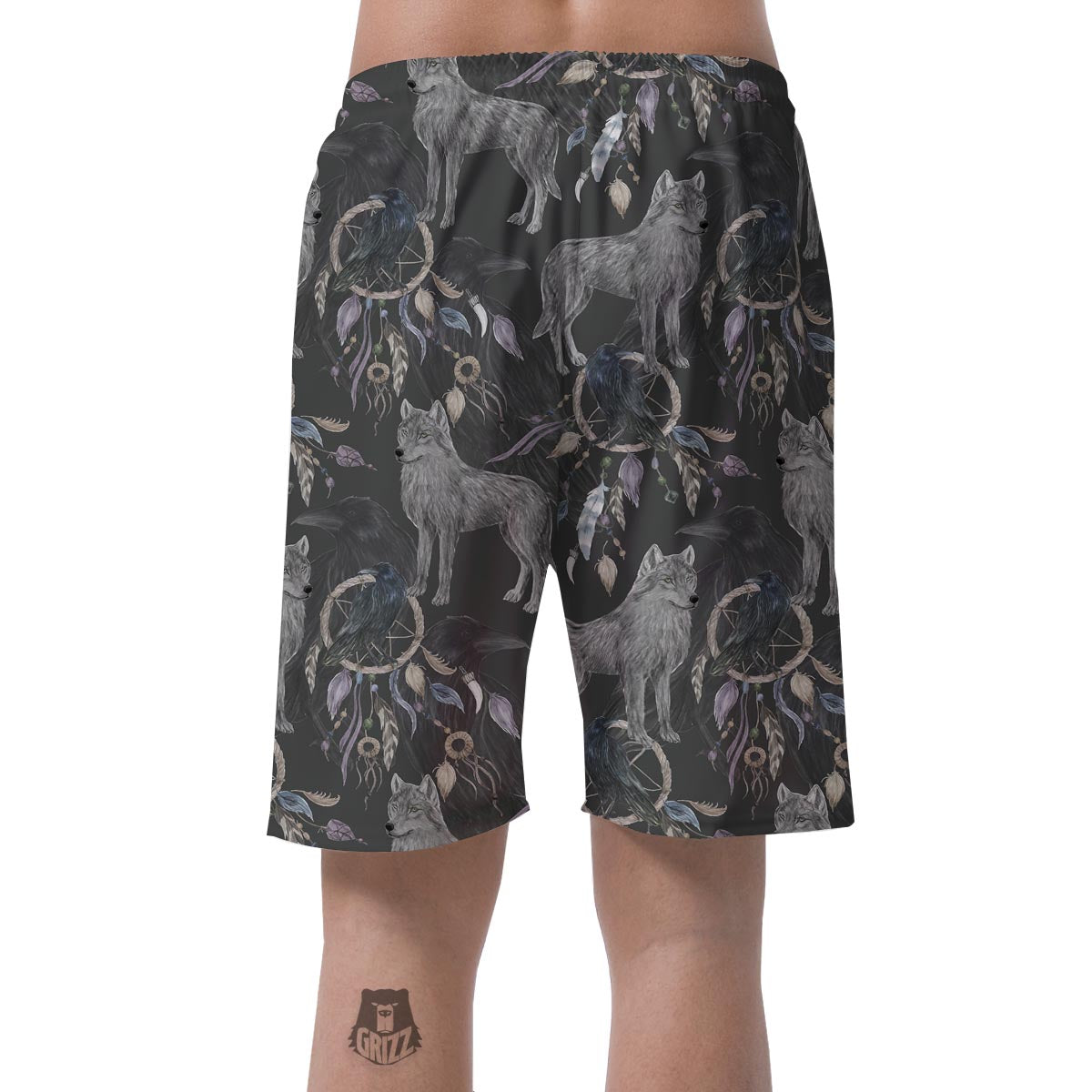 Wolf Print Pattern Men's Shorts-grizzshop