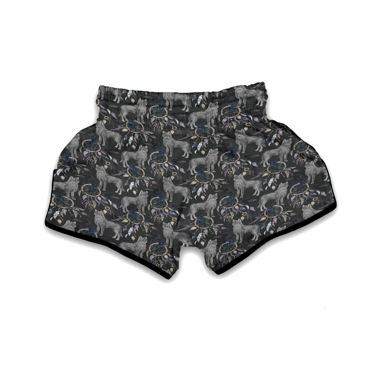 Wolf Print Pattern Muay Thai Boxing Shorts-grizzshop