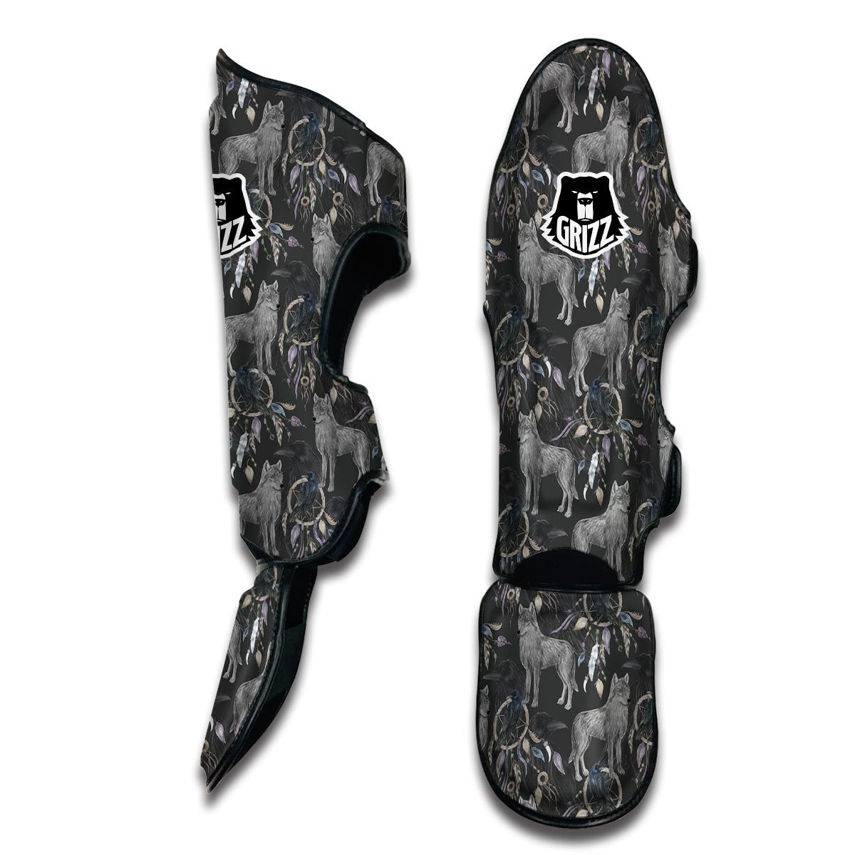 Wolf Print Pattern Muay Thai Shin Guards-grizzshop