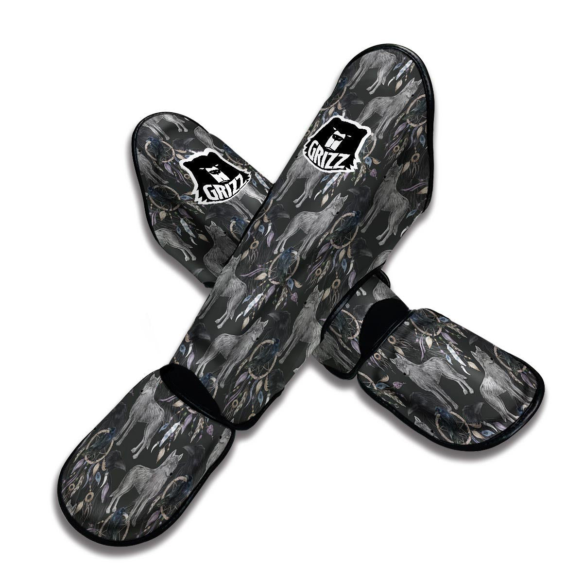 Wolf Print Pattern Muay Thai Shin Guards-grizzshop