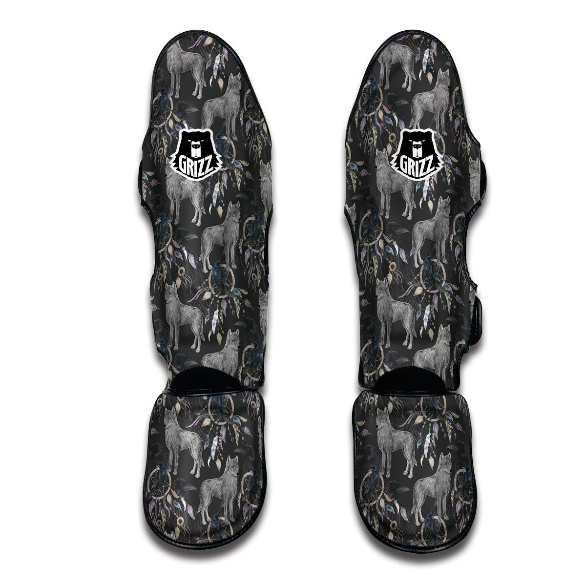 Wolf Print Pattern Muay Thai Shin Guards-grizzshop