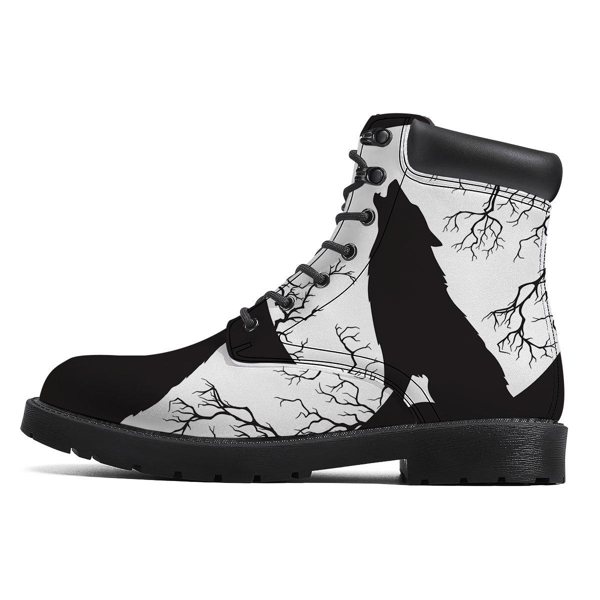 Wolf Spirit And Moon Print Boots-grizzshop
