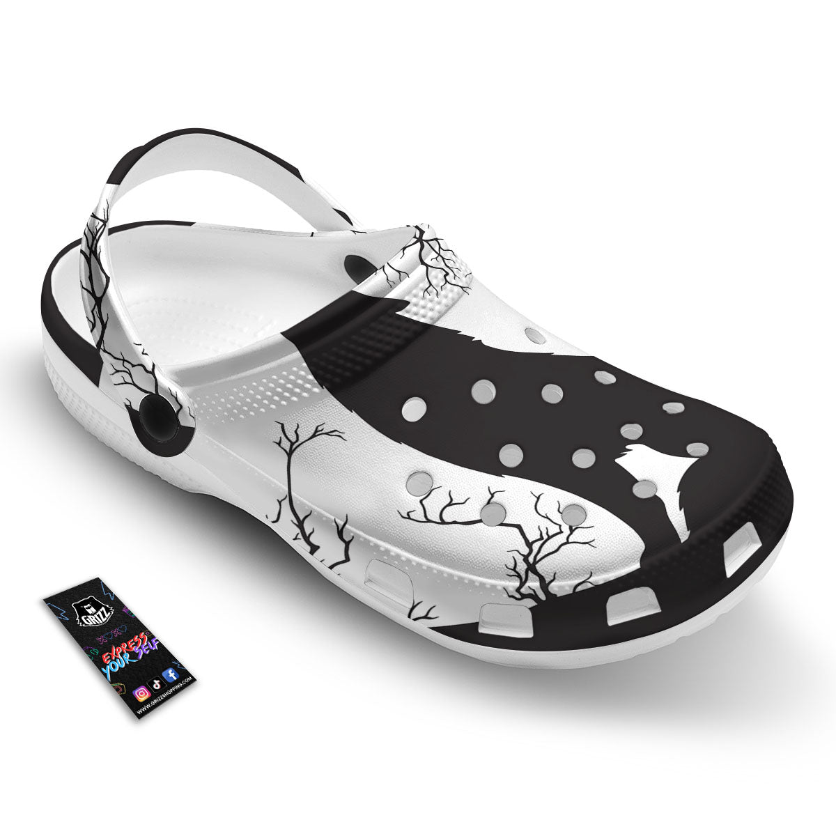 Wolf Spirit And Moon Print Clog-grizzshop