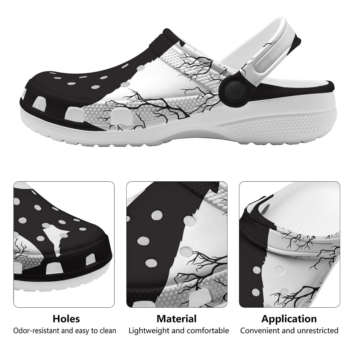 Wolf Spirit And Moon Print Clog-grizzshop