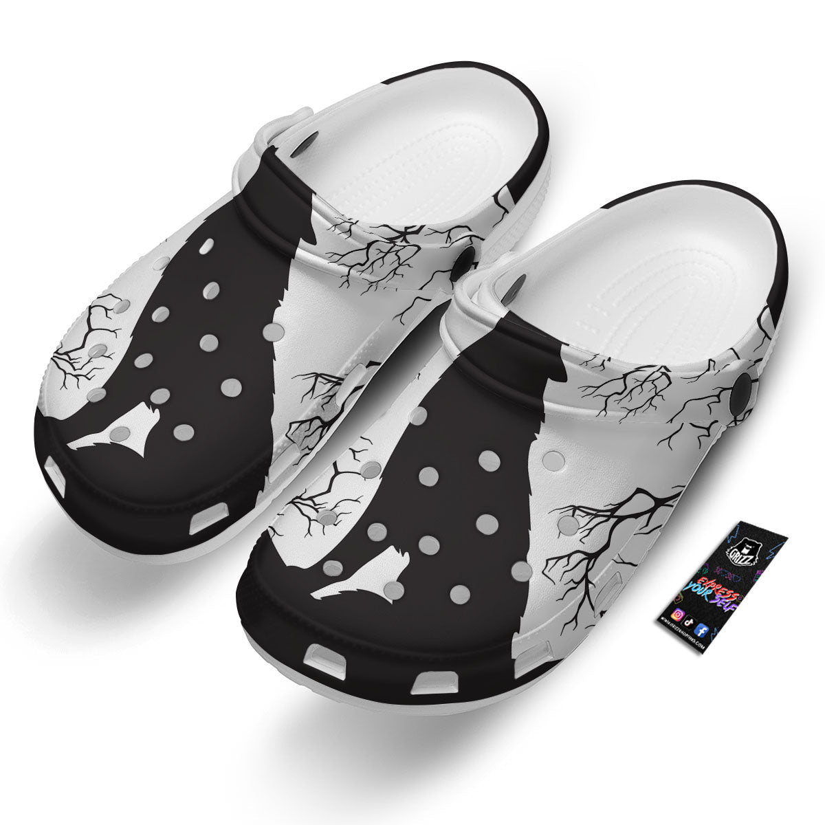 Wolf Spirit And Moon Print Clog-grizzshop