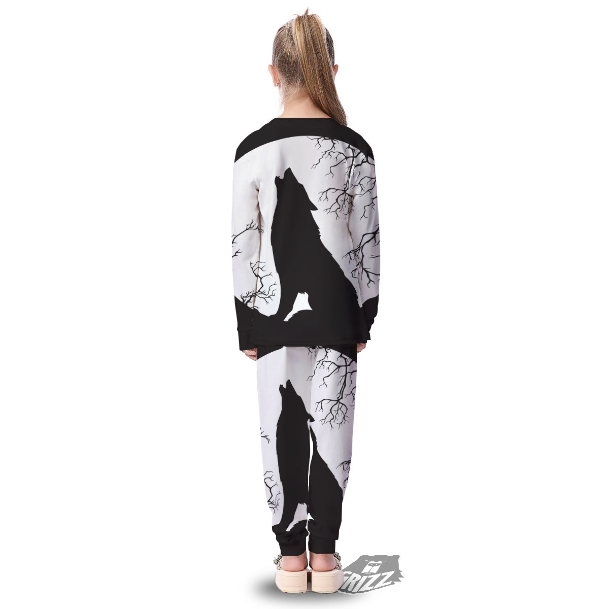 Wolf Spirit And Moon Print Kid's Pajamas-grizzshop