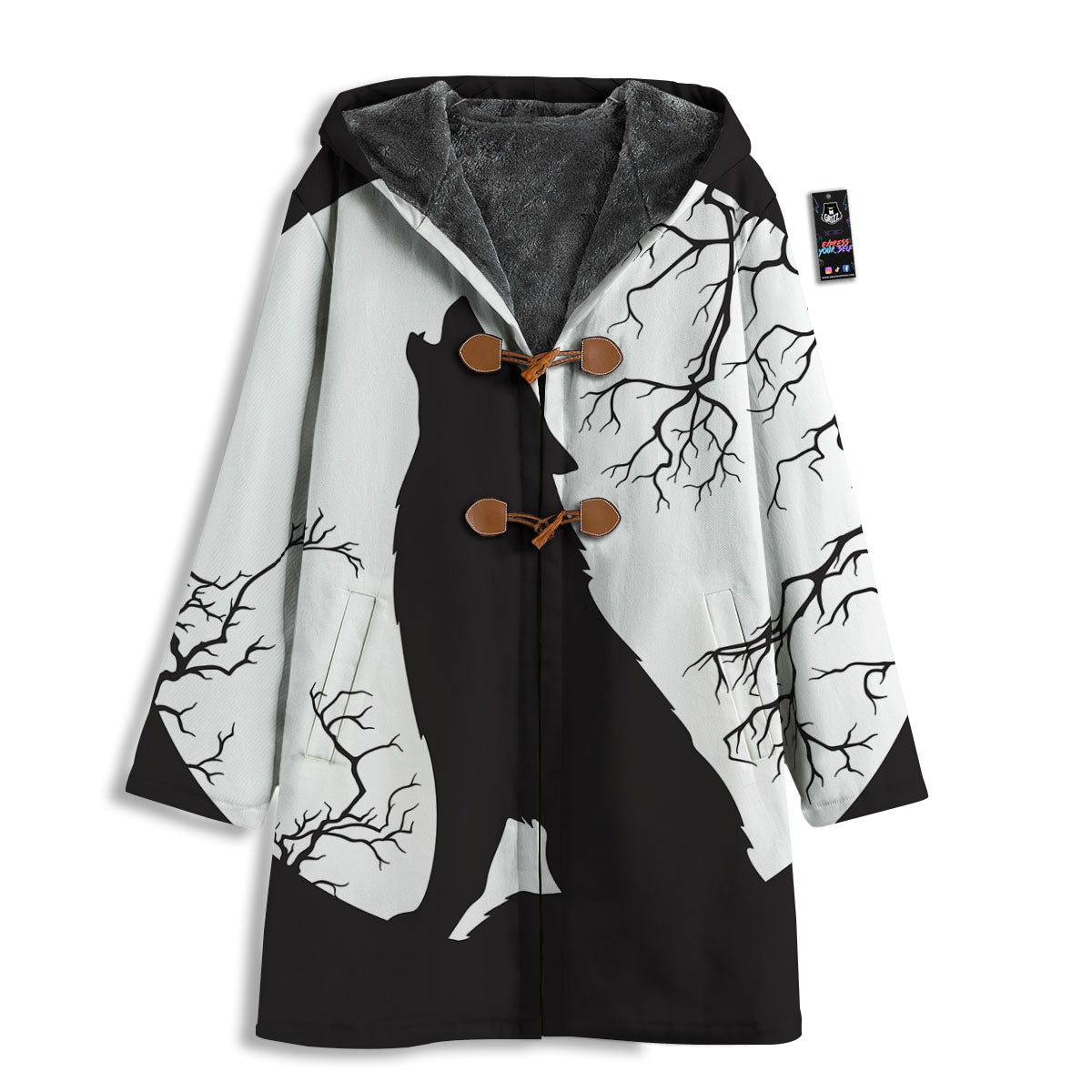 Wolf Spirit And Moon Print Men's Windbreaker Jacket-grizzshop