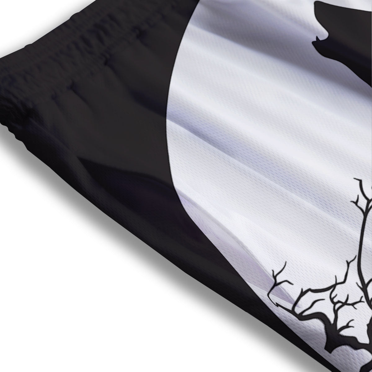 Wolf Spirit And Moon Print Mesh Shorts
