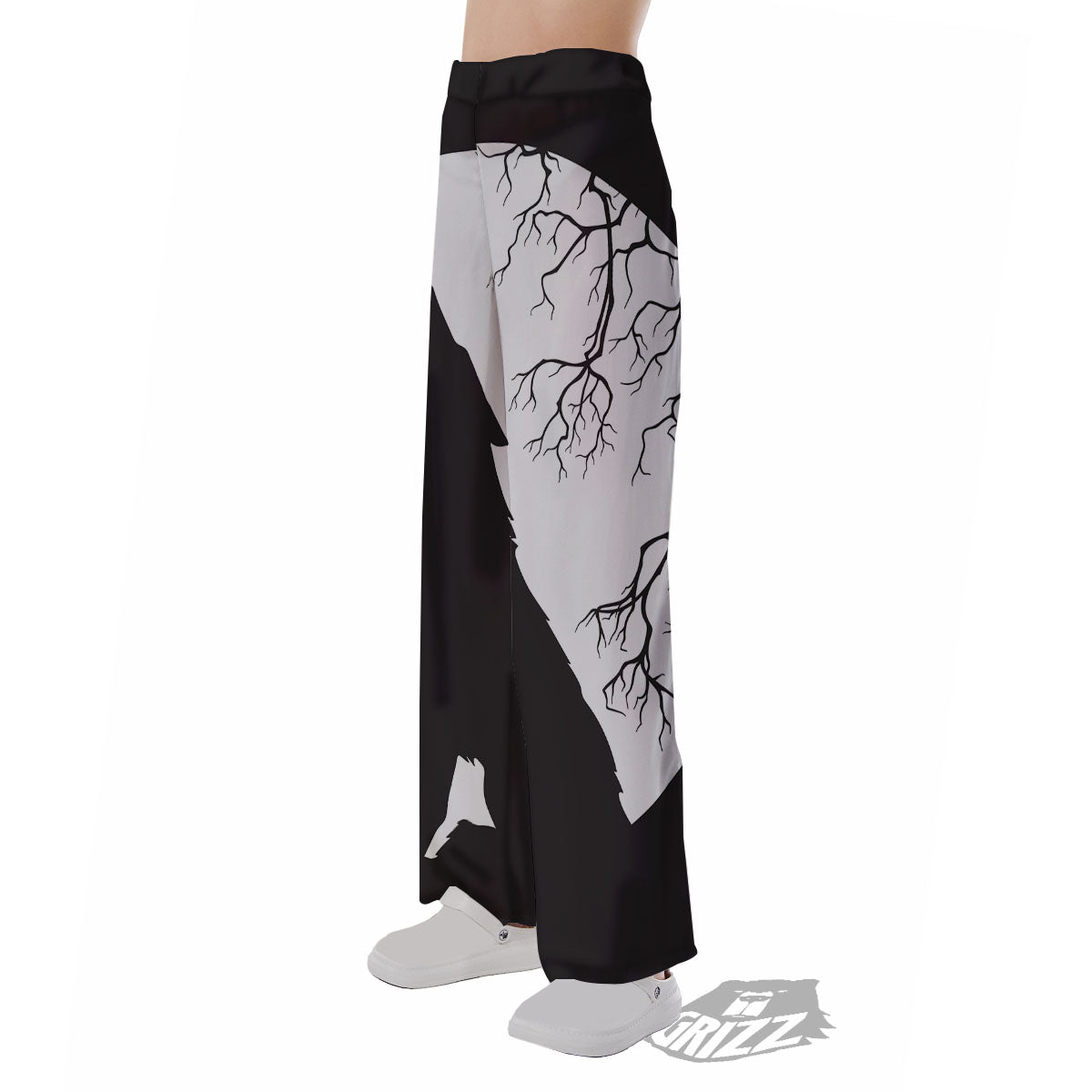 Wolf Spirit And Moon Print Pajama Pants-grizzshop