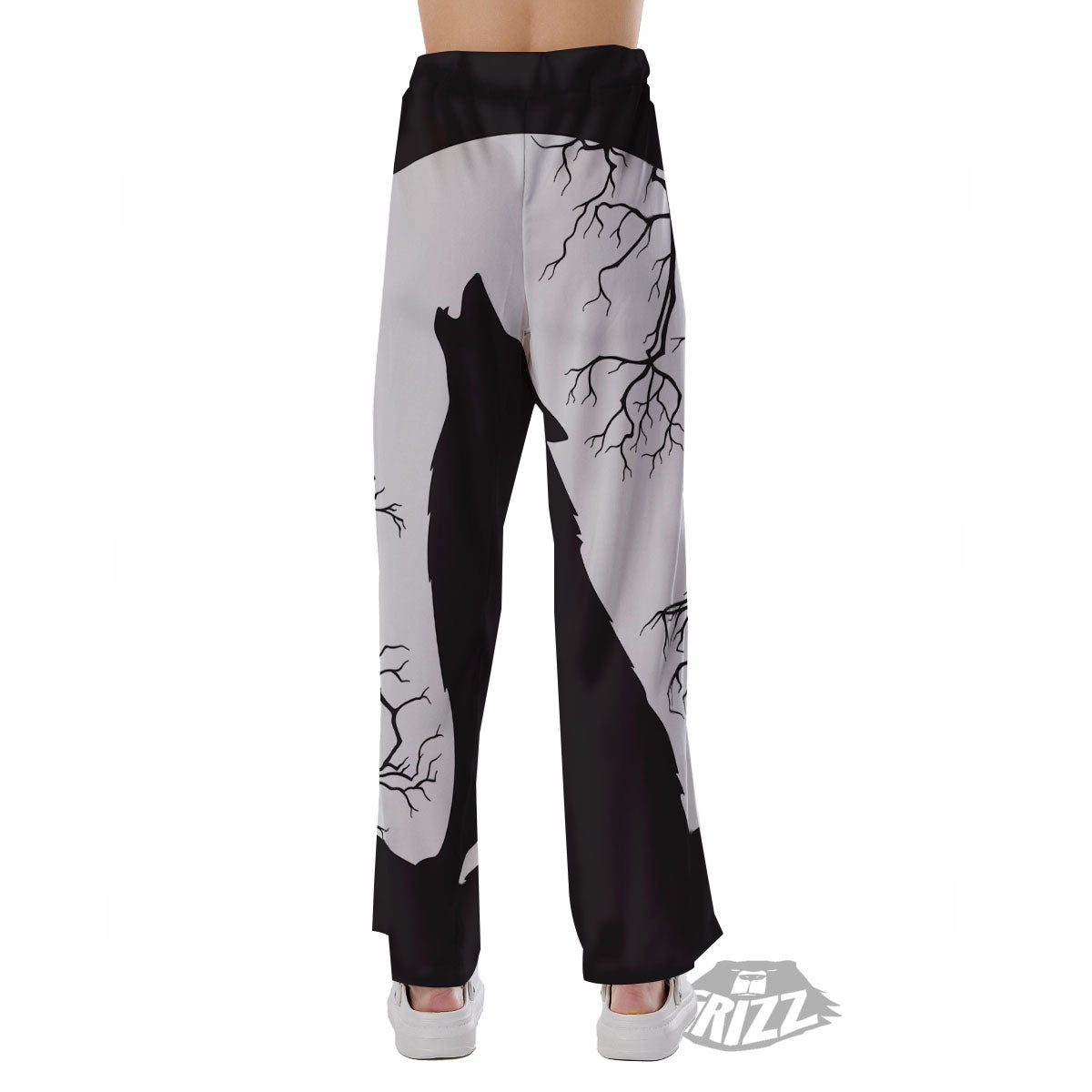 Wolf Spirit And Moon Print Pajama Pants-grizzshop