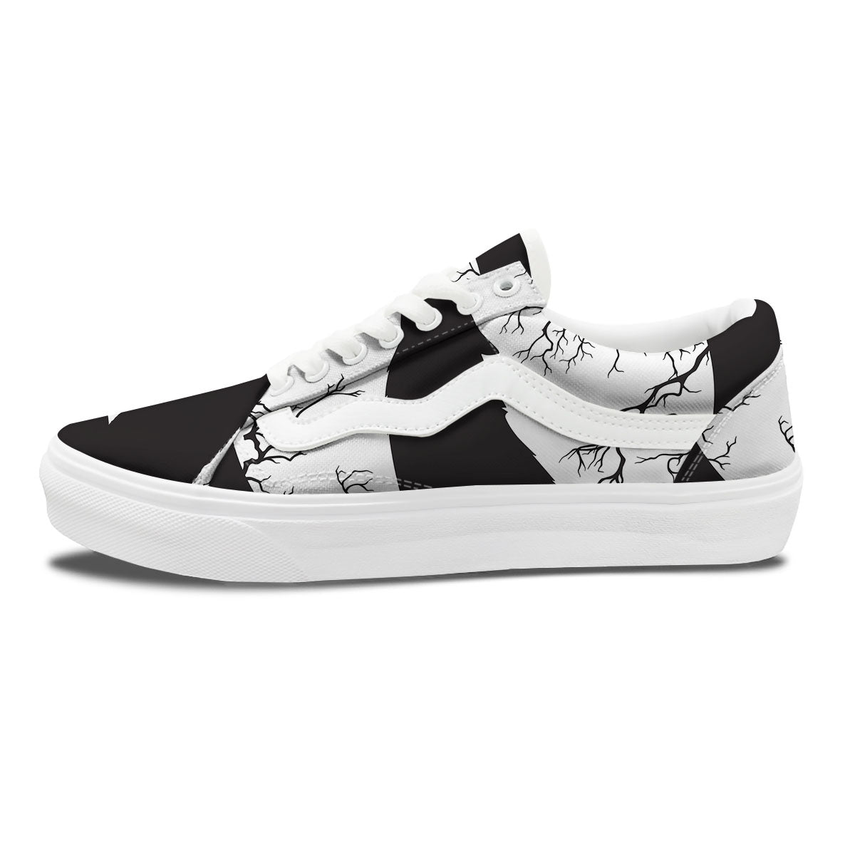 Wolf Spirit And Moon Print Skate Shoes-grizzshop