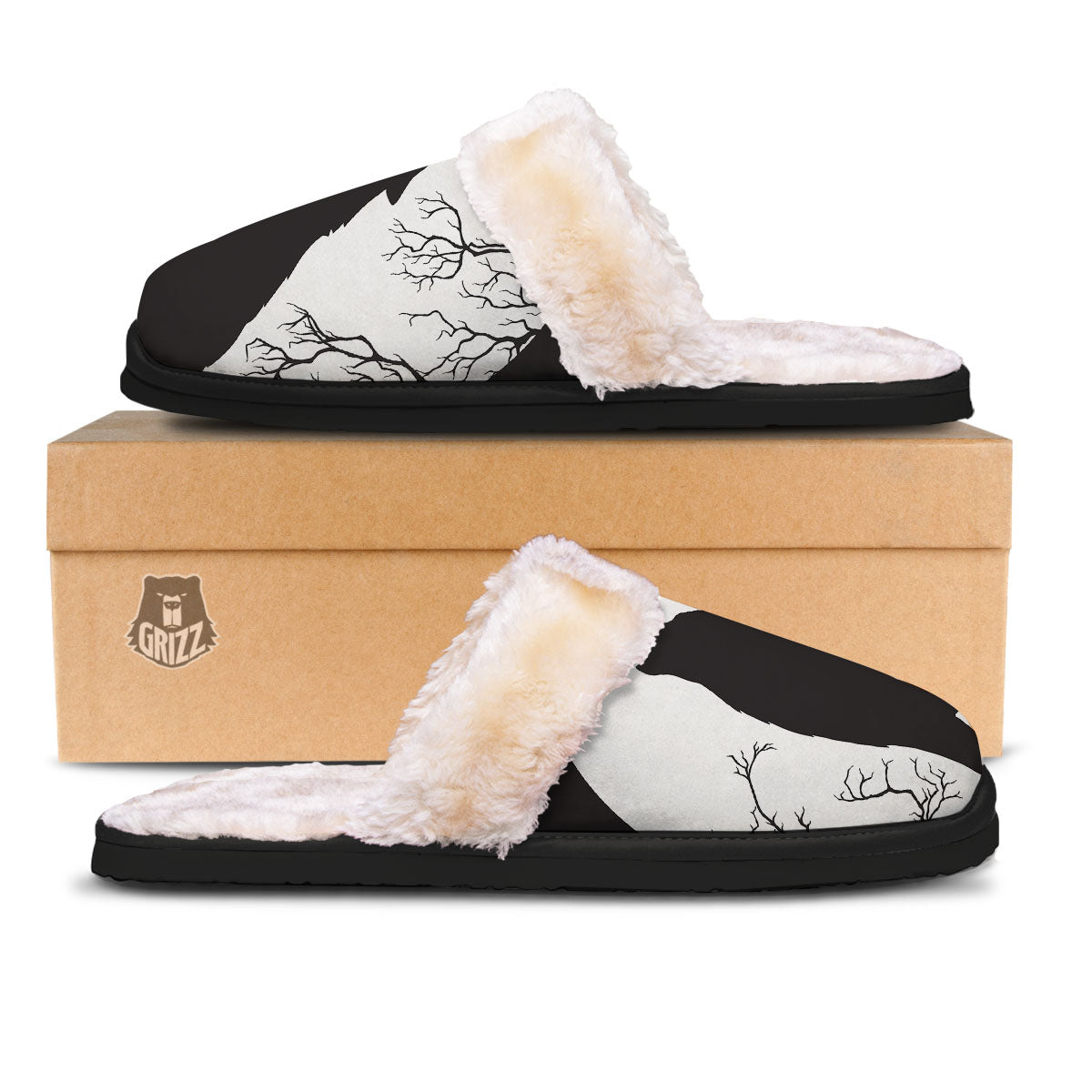 Wolf Spirit And Moon Print Slippers-grizzshop