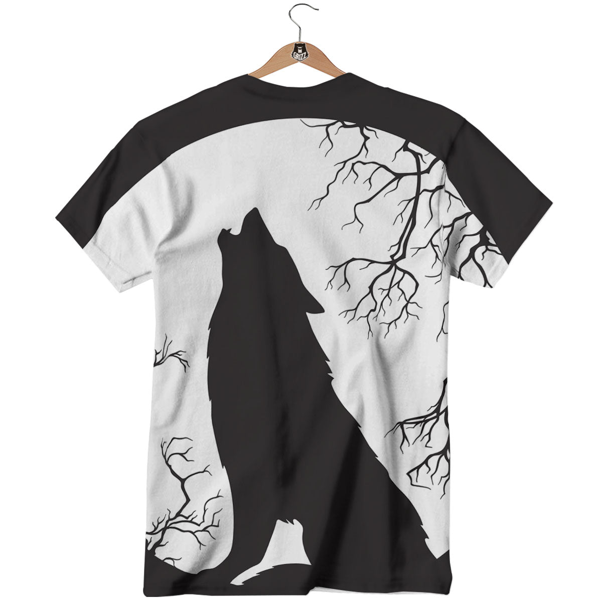 Wolf Spirit And Moon Print T-Shirt-grizzshop