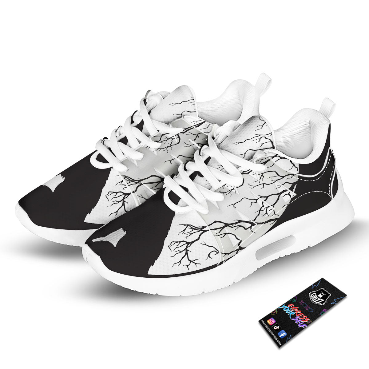 Wolf Spirit And Moon Print Tennis Shoes-grizzshop