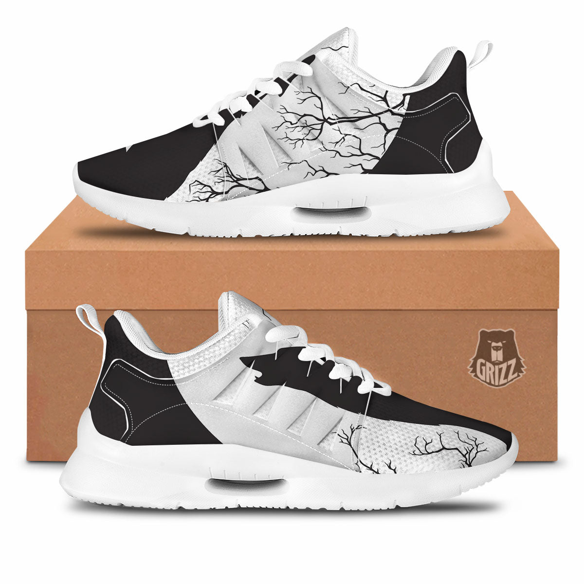 Wolf Spirit And Moon Print Tennis Shoes-grizzshop