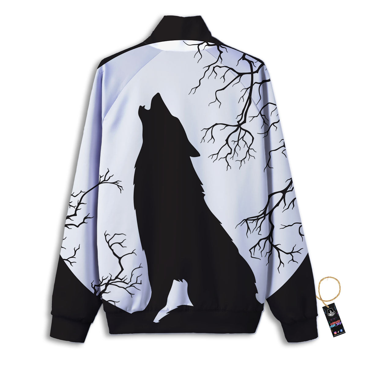 Wolf Spirit And Moon Print Track Jacket-grizzshop