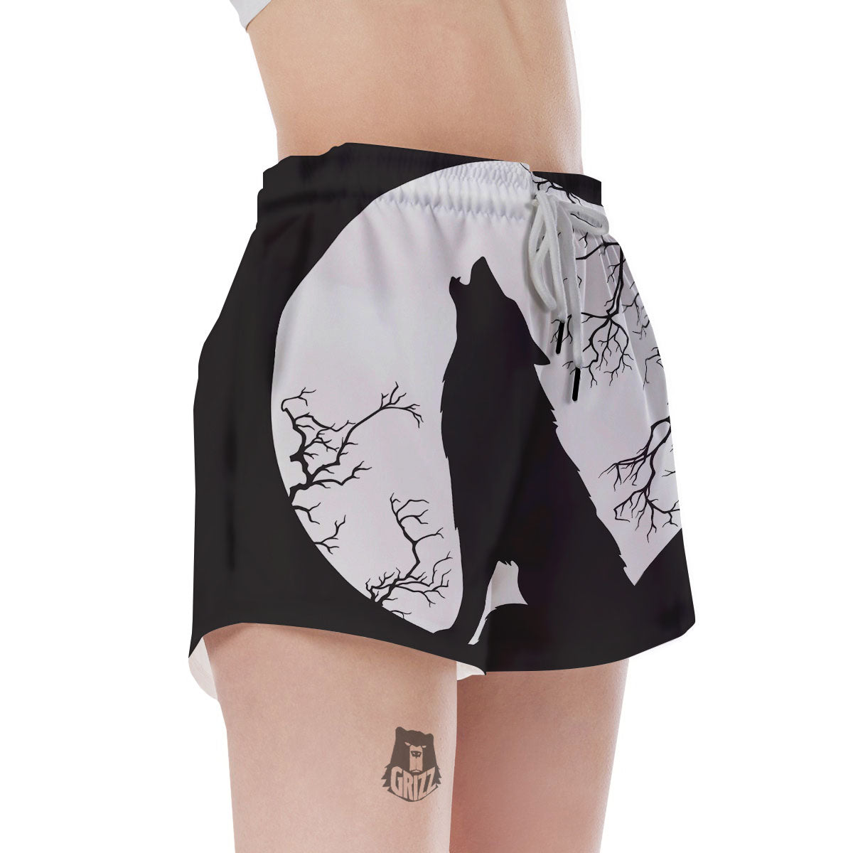 Wolf Spirit And Moon Print Women's Shorts-grizzshop