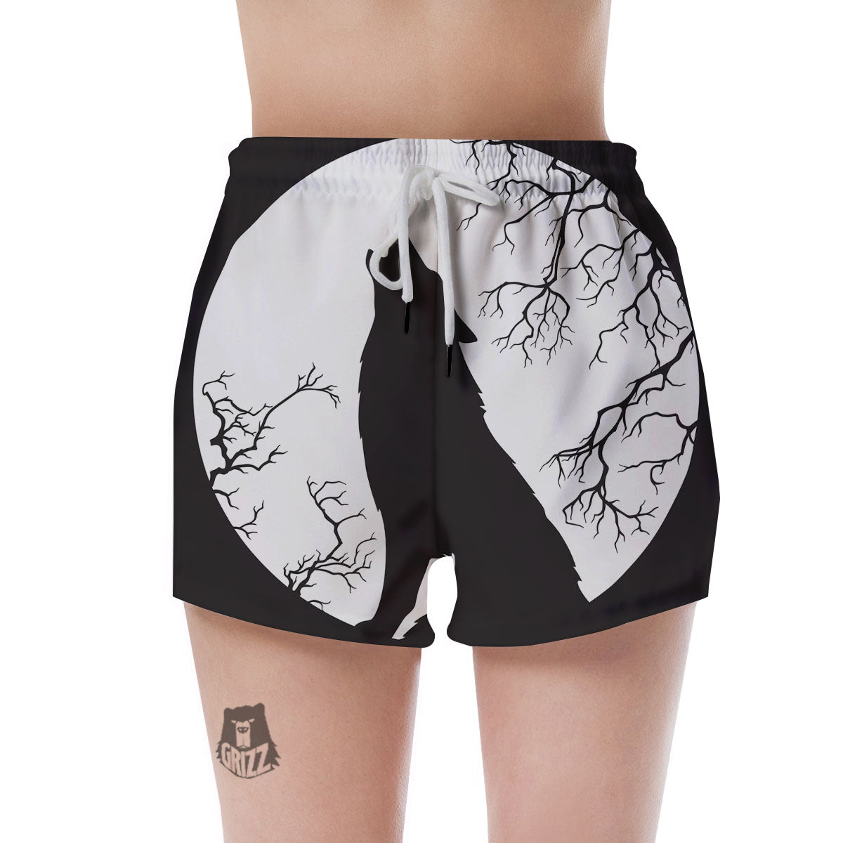 Wolf Spirit And Moon Print Women's Shorts-grizzshop