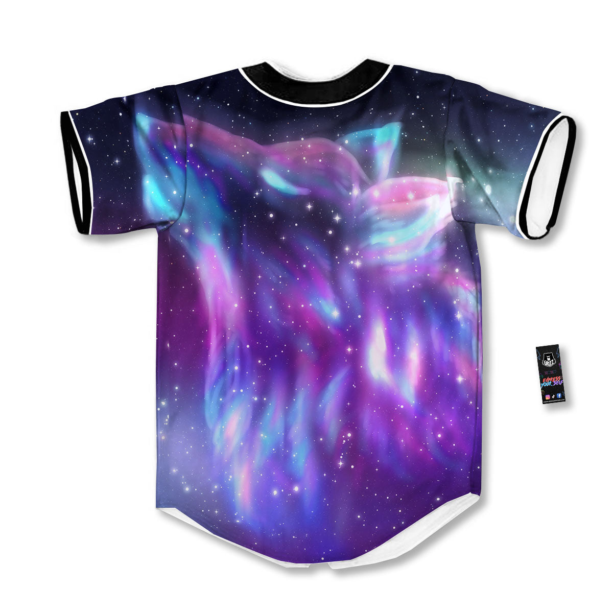 Wolf Spirit Aurora Howling Print Baseball Jersey-grizzshop