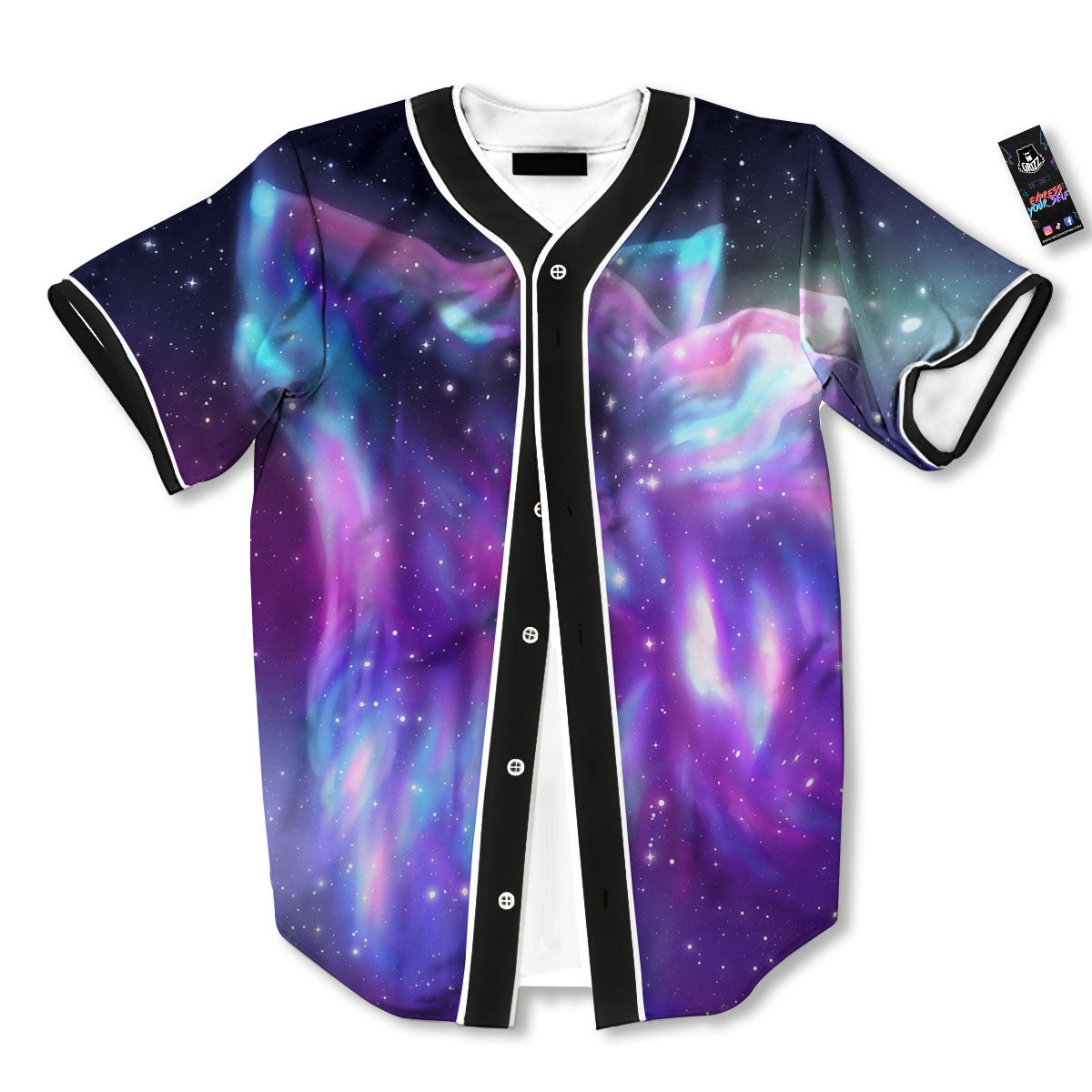 Wolf Spirit Aurora Howling Print Baseball Jersey-grizzshop