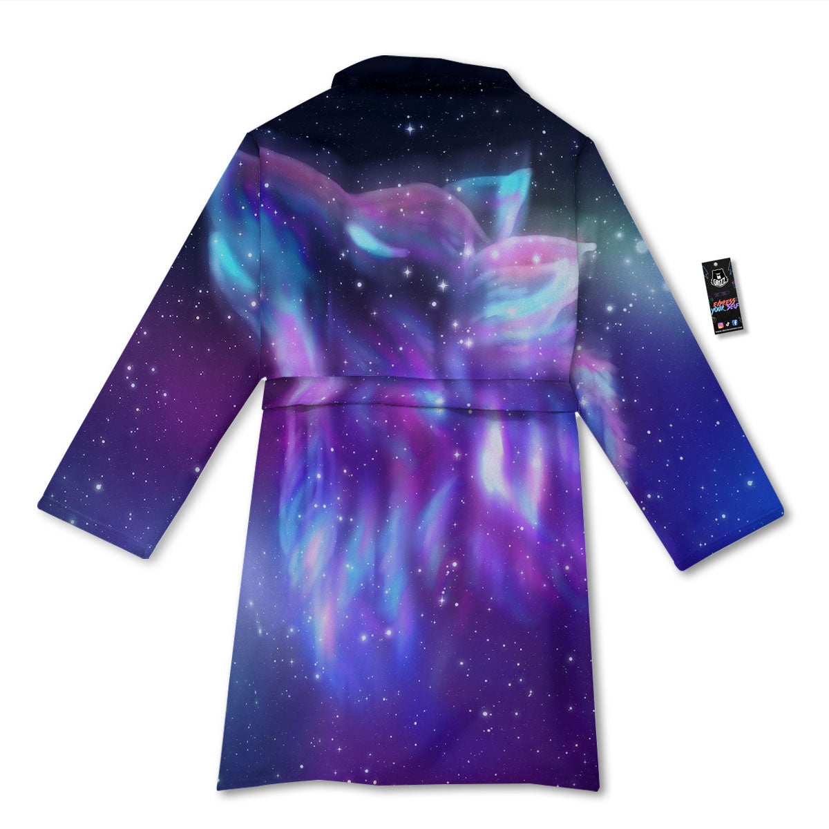 Wolf Spirit Aurora Howling Print Bathrobe-grizzshop