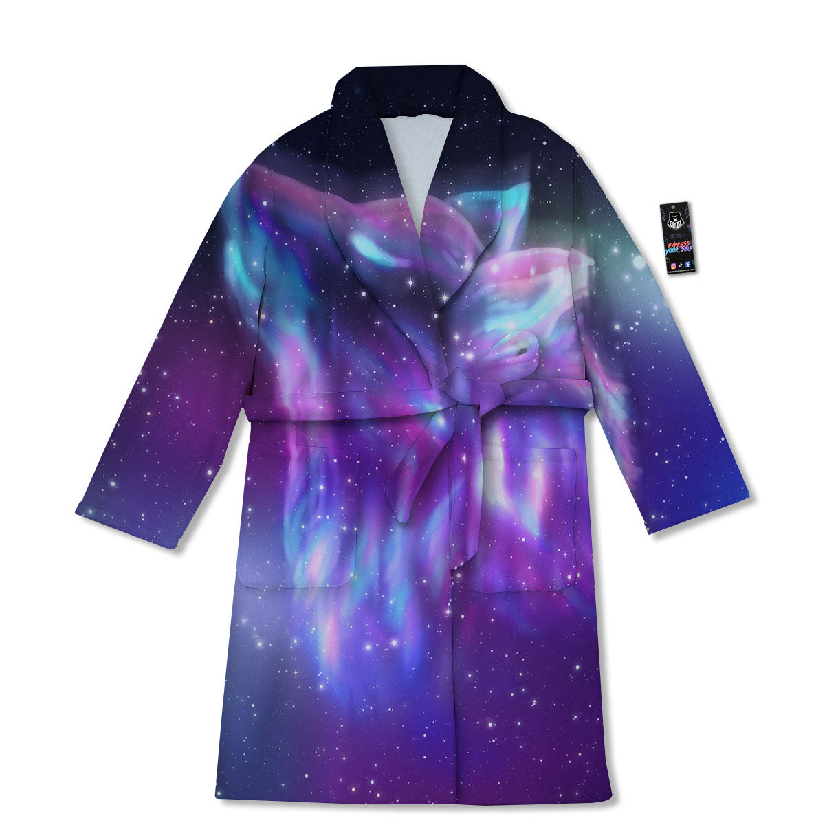 Wolf Spirit Aurora Howling Print Bathrobe-grizzshop