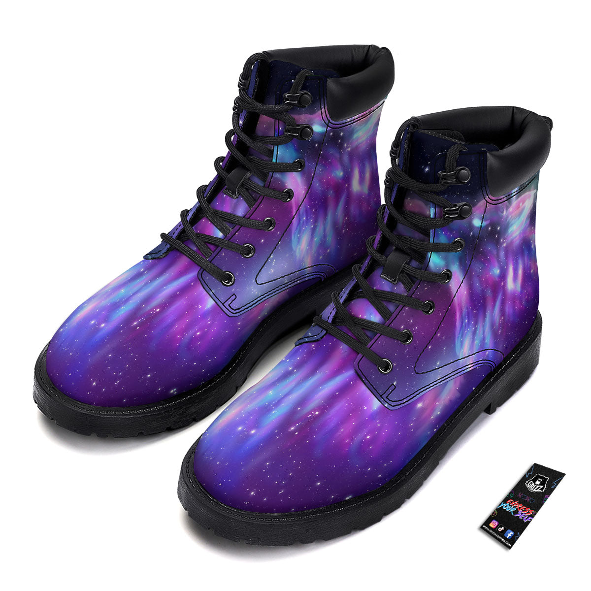Wolf Spirit Aurora Howling Print Boots-grizzshop