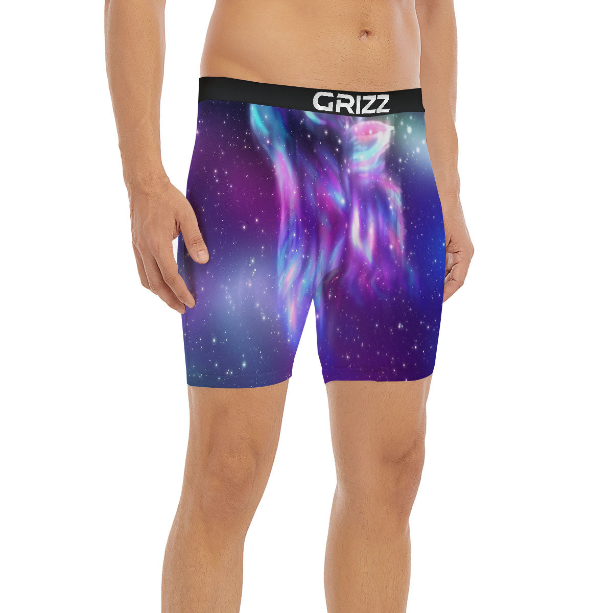 Wolf Spirit Aurora Howling Print Boxer Briefs-grizzshop
