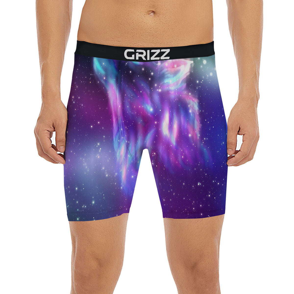Wolf Spirit Aurora Howling Print Boxer Briefs-grizzshop