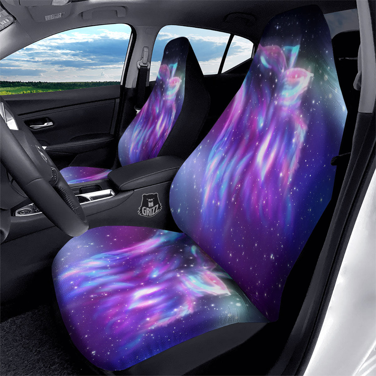 Wolf Spirit Aurora Howling Print Car Seat Covers-grizzshop