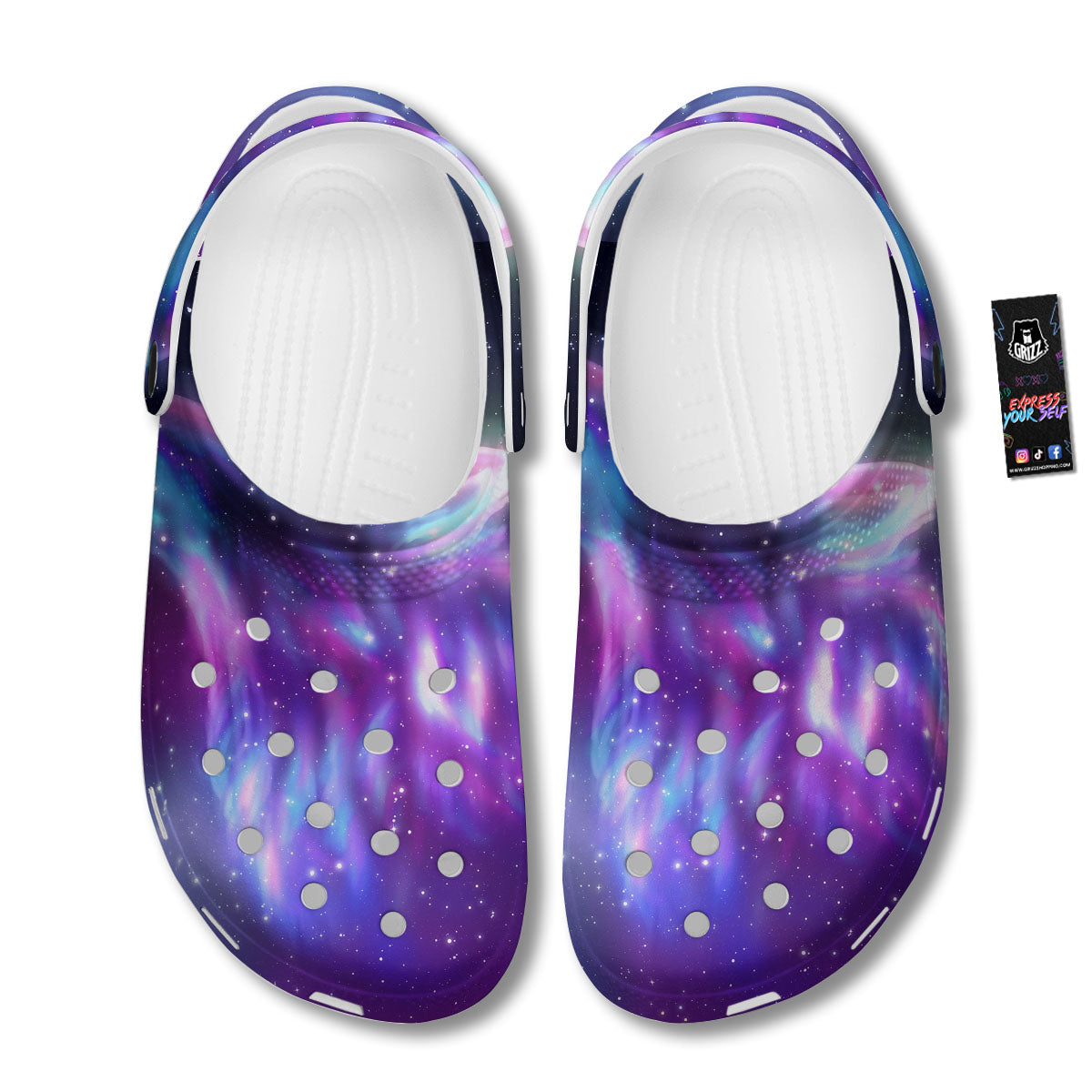 Wolf Spirit Aurora Howling Print Clog-grizzshop