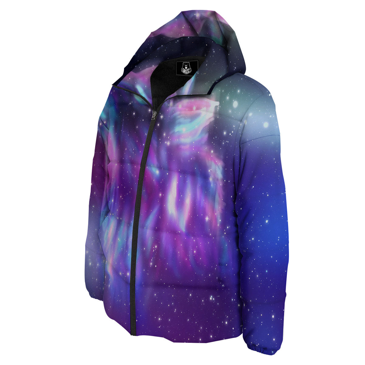 Wolf Spirit Aurora Howling Print Down Jacket-grizzshop
