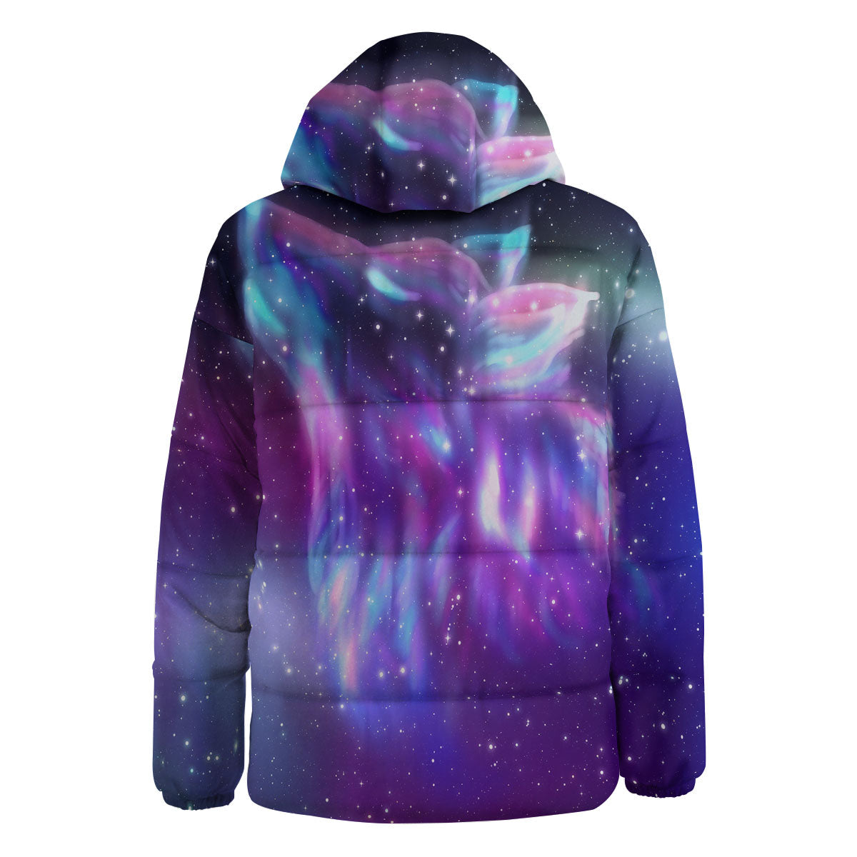 Wolf Spirit Aurora Howling Print Down Jacket-grizzshop