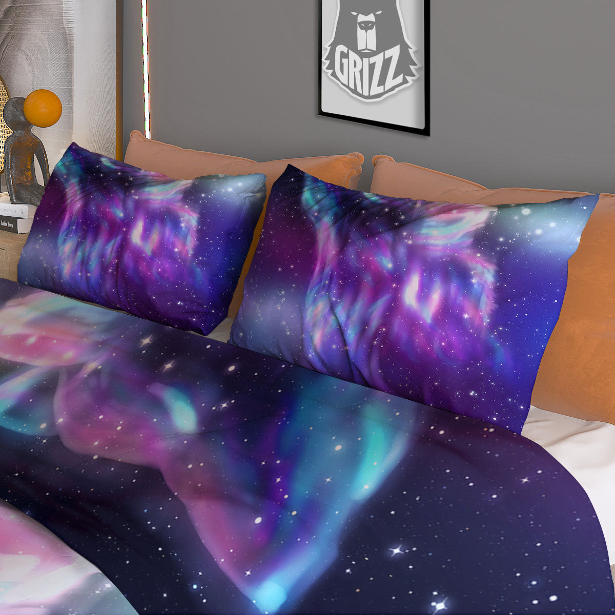 Wolf Spirit Aurora Howling Print Duvet Cover Bedding Set