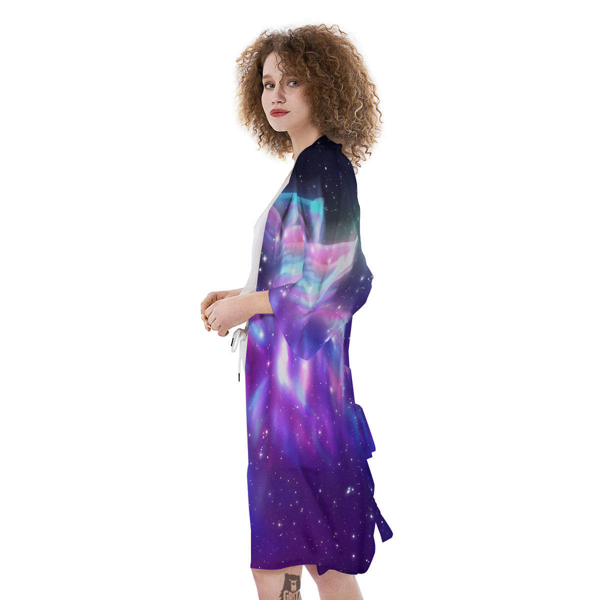 Wolf Spirit Aurora Howling Print Kimono-grizzshop