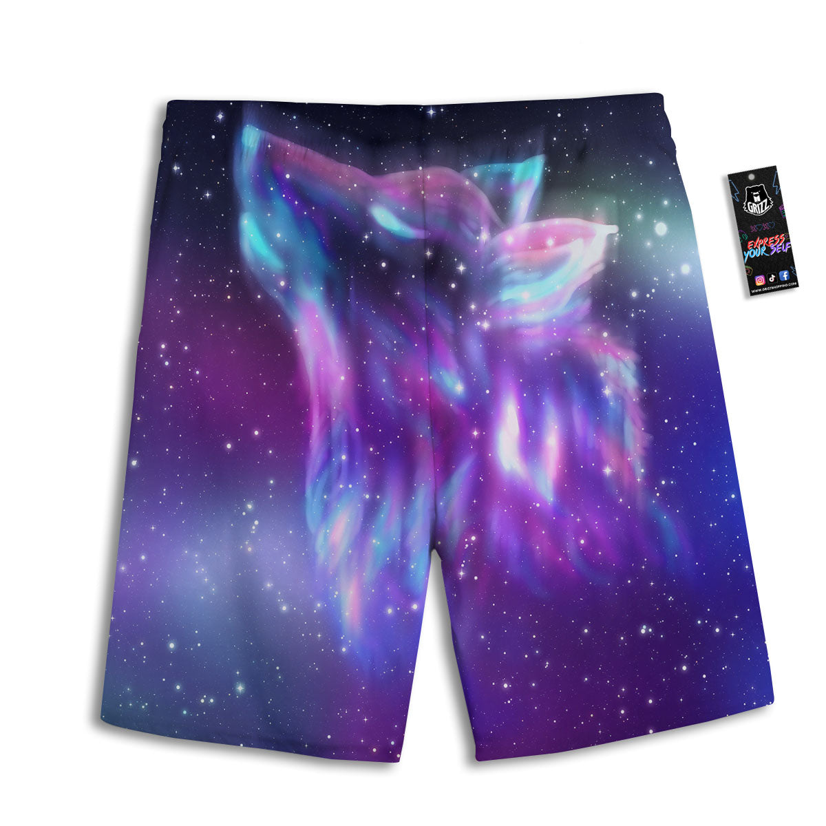 Wolf Spirit Aurora Howling Print Men's Athletic Shorts