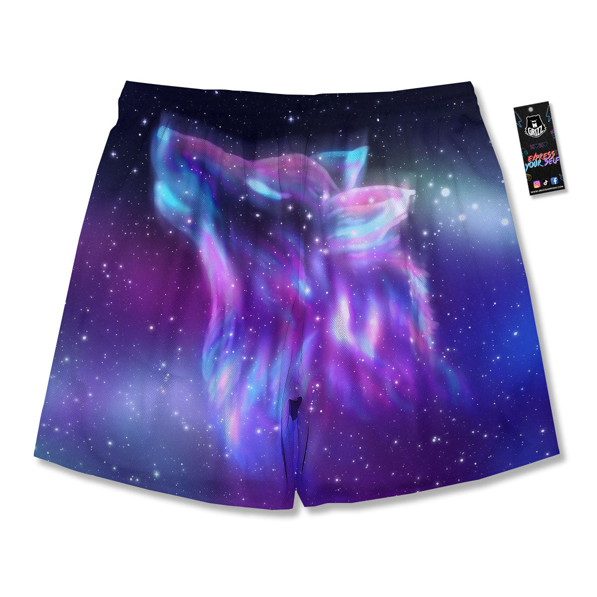 Wolf Spirit Aurora Howling Print Men's Running Shorts-grizzshop