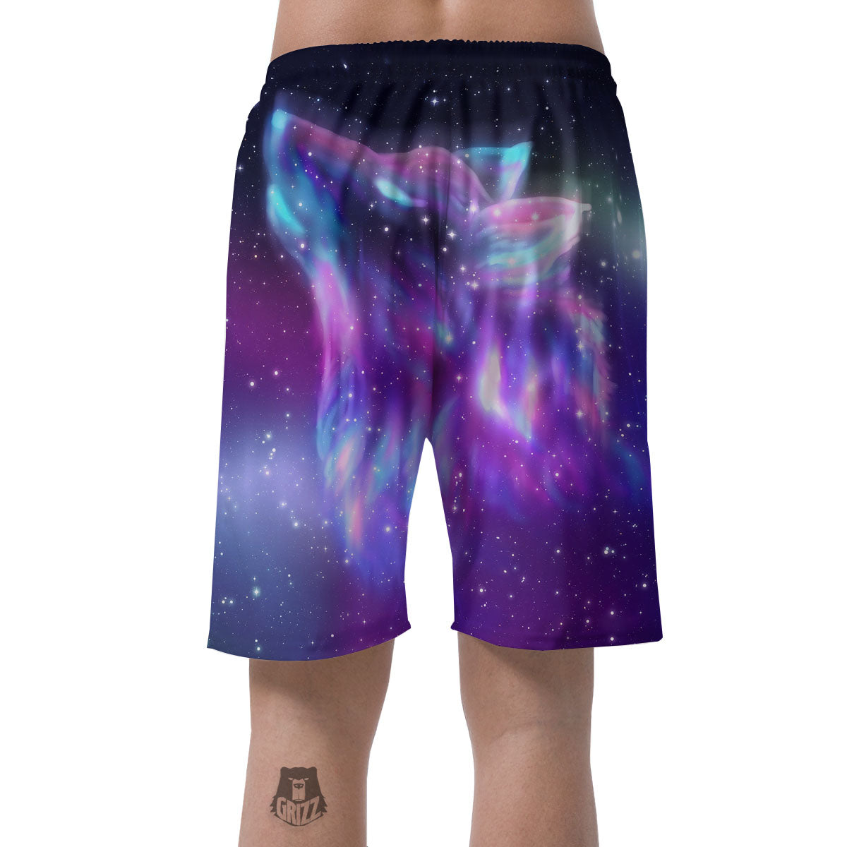 Wolf Spirit Aurora Howling Print Men's Shorts-grizzshop