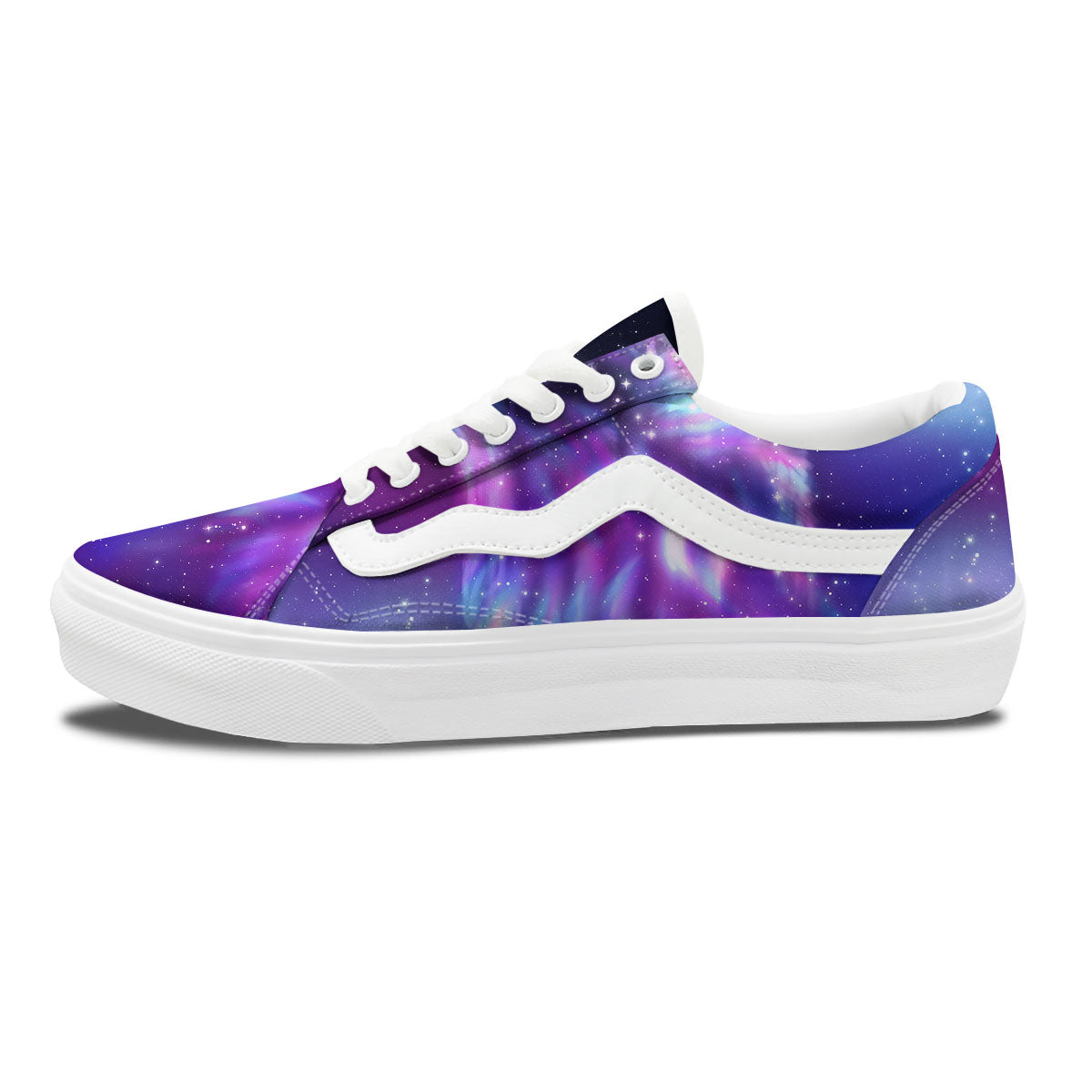 Wolf Spirit Aurora Howling Print Skate Shoes-grizzshop