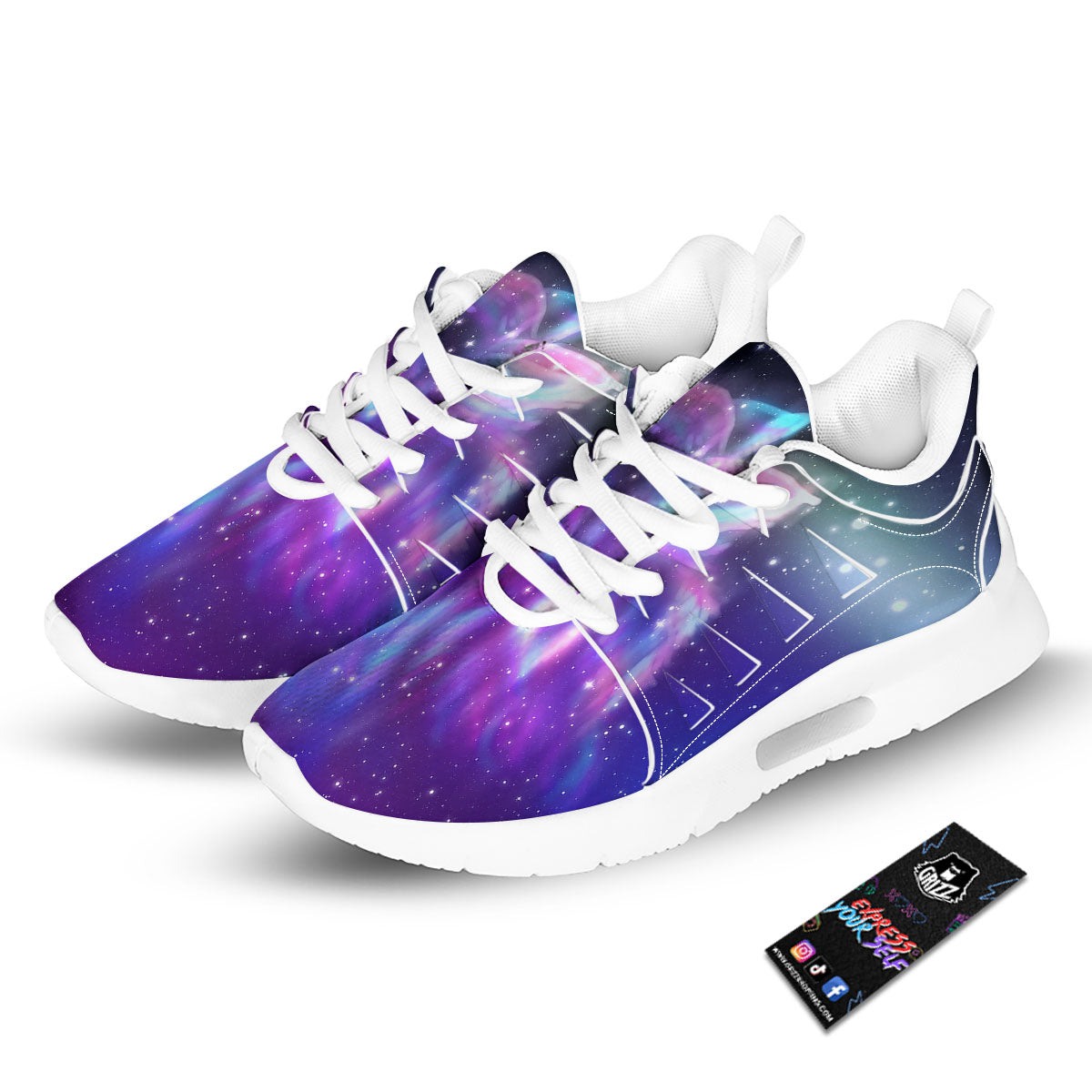 Wolf Spirit Aurora Howling Print Tennis Shoes-grizzshop