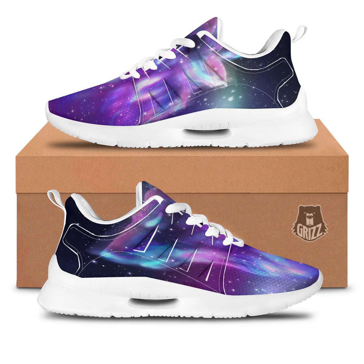 Wolf Spirit Aurora Howling Print Tennis Shoes-grizzshop